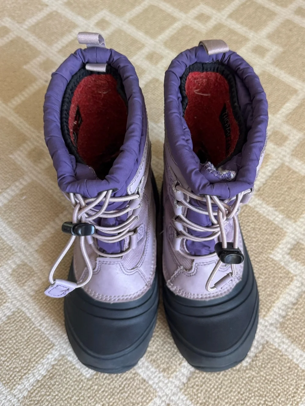 The North Face Kids Waterproof Insulated Snow Boots Black Purple Girls Size 3